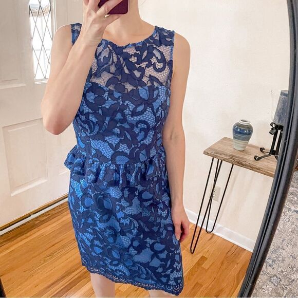 Lilly Pulitzer Kiri Peplum Dress True Navy 4 - Picture 1 of 10